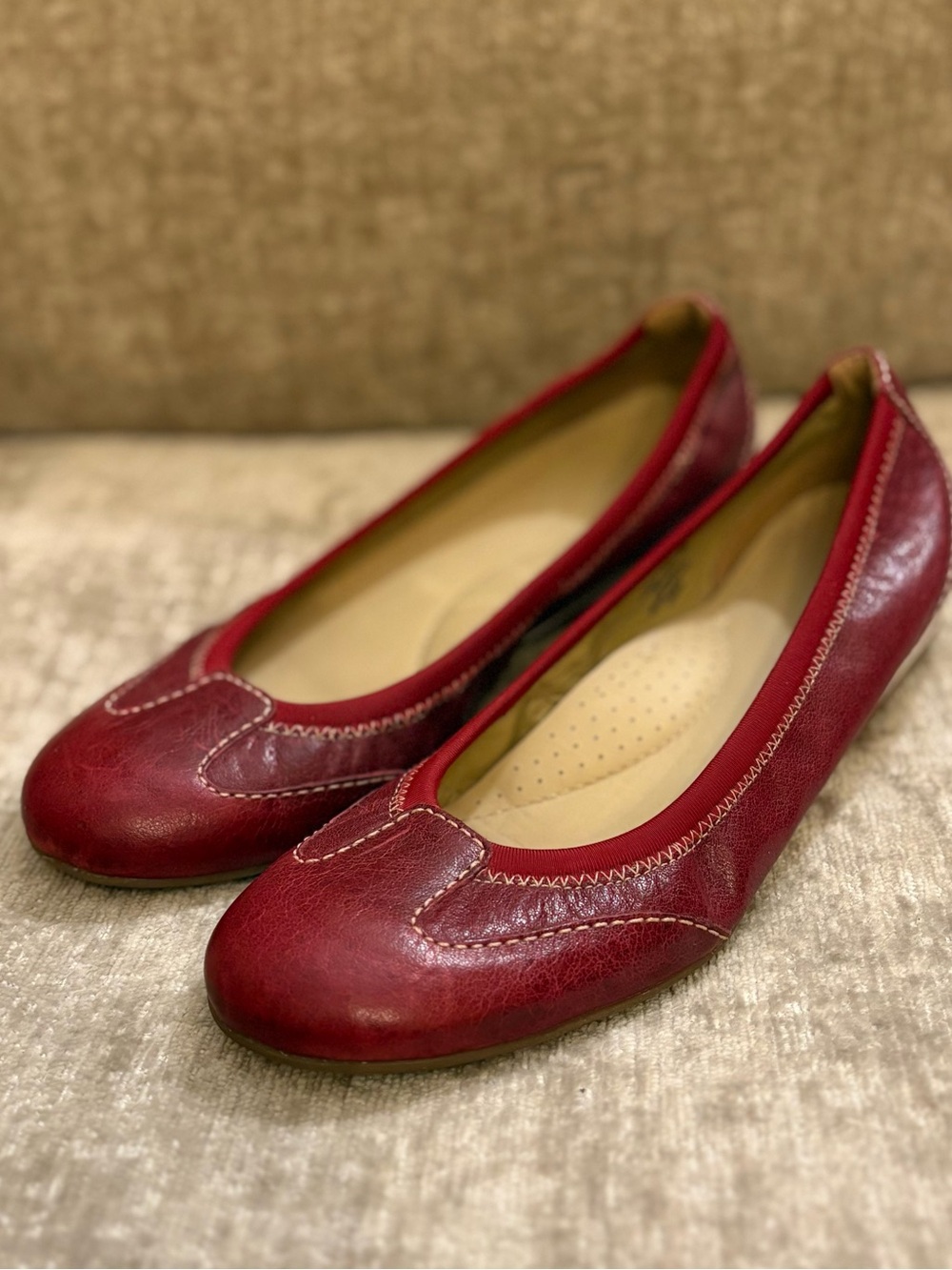 LL BEAN Women's Classic Red Leather Preppy Ballet Flats
0612